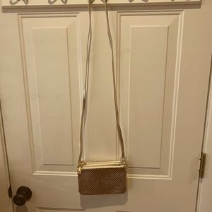 Embossed Metallic Gold Crossbody Purse